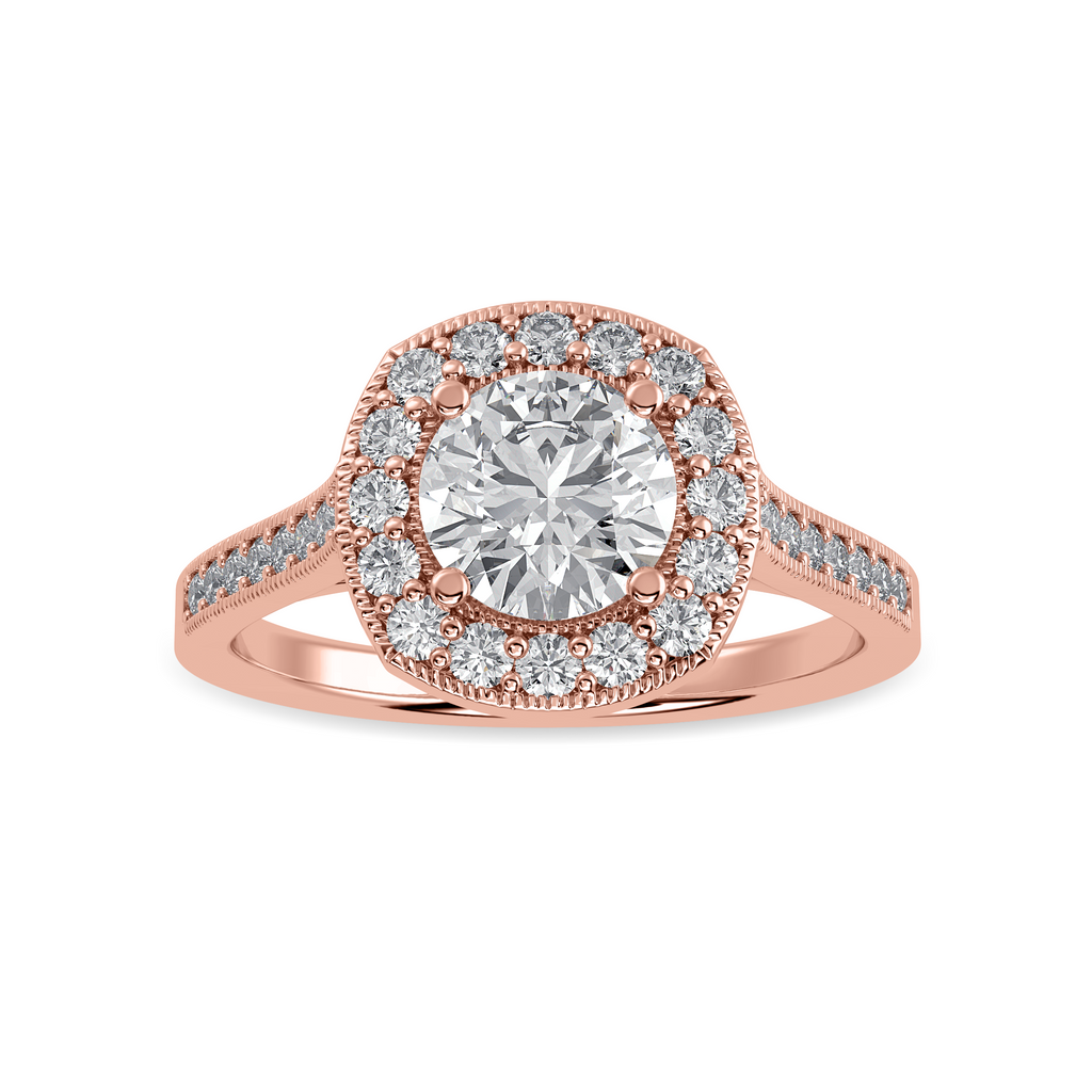 30-Pointer Solitaire Halo Diamond Shank 18K Rose Gold Ring JL AU 1332R   Jewelove.US