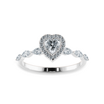 Load image into Gallery viewer, 30-Pointer Heart Cut Solitaire Halo Diamonds with Marquise Cut Diamonds Accents Platinum Ring JL PT 1273   Jewelove.US
