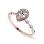 Load image into Gallery viewer, 30-Pointer Pear Cut Solitaire Halo Diamonds with Marquise Cut Diamonds Accents 18K Rose Gold Ring JL AU 1276R   Jewelove.US
