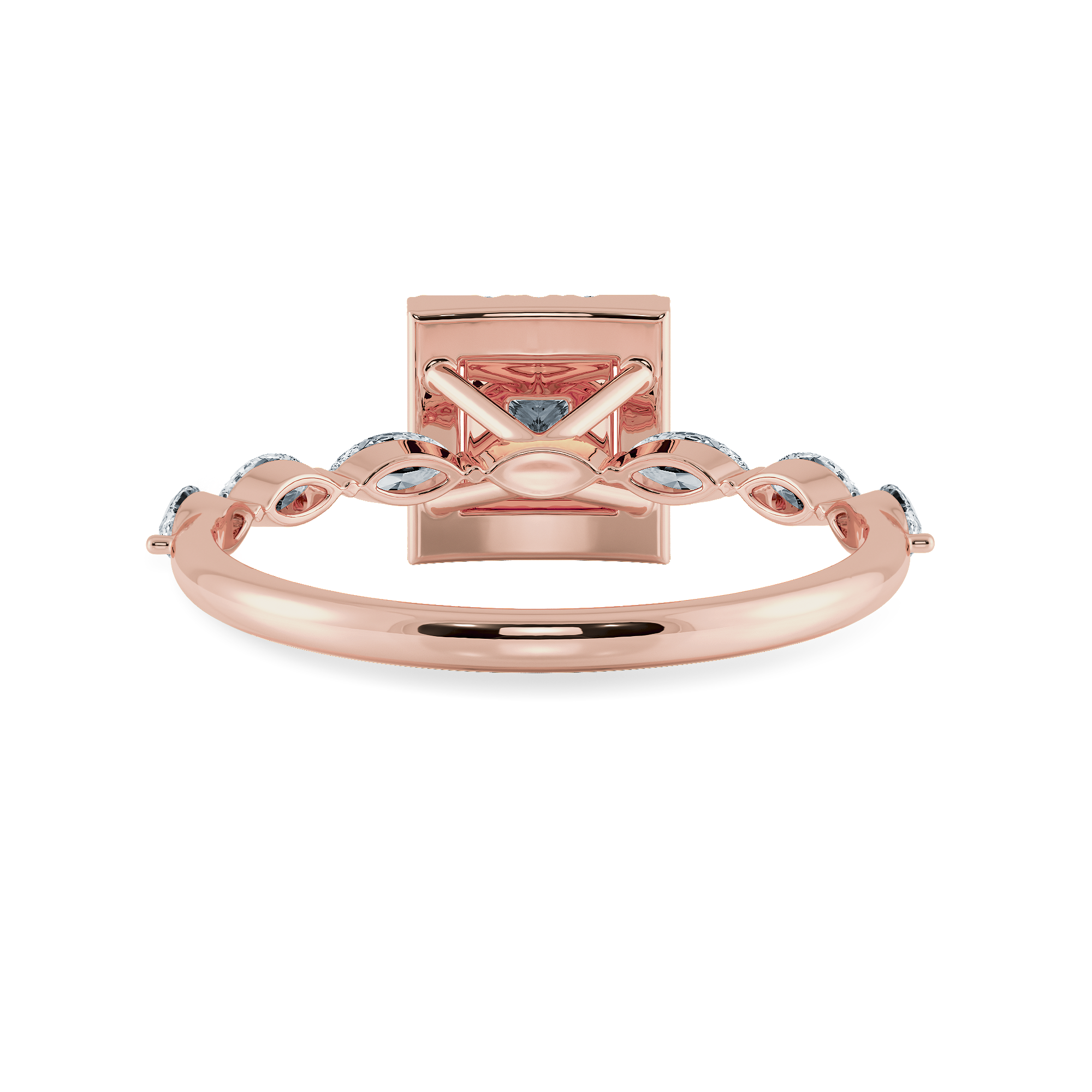 1-Carat Princess Cut Solitaire Halo Diamond with Marquise Cut Diamond Accents 18K Rose Gold Ring JL AU 1277R-C   Jewelove.US