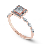 Load image into Gallery viewer, 1-Carat Princess Cut Solitaire Halo Diamond with Marquise Cut Diamond Accents 18K Rose Gold Ring JL AU 1277R-C   Jewelove.US
