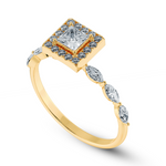 Load image into Gallery viewer, 30-Pointer Princess Cut Solitaire Halo Diamond with Marquise Cut Diamond Accents 18K Yellow Gold Ring JL AU 1277Y   Jewelove.US
