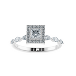 Load image into Gallery viewer, 1-Carat Princess Cut Solitaire Halo Diamond with Marquise Cut Diamond Accents Platinum Ring JL PT 1277-C   Jewelove.US
