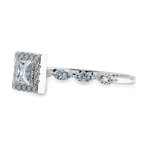 70-Pointer Princess Cut Solitaire Halo Diamond with Marquise Cut Diamond Accents Platinum Ring JL PT 1277-B   Jewelove.US