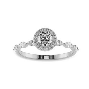 30-Pointer Solitaire Halo Diamond with Marquise Cut Diamond Accents Platinum Ring JL PT 1278   Jewelove.US