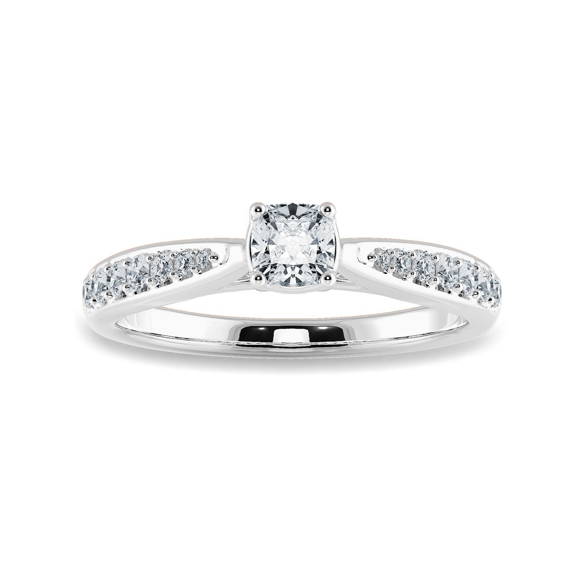 30-Pointer Cushion Cut Solitaire Diamond Shank Platinum Engagement Ring JL PT 1279   Jewelove.US