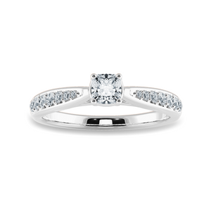 30-Pointer Cushion Cut Solitaire Diamond Shank Platinum Engagement Ring JL PT 1279   Jewelove.US