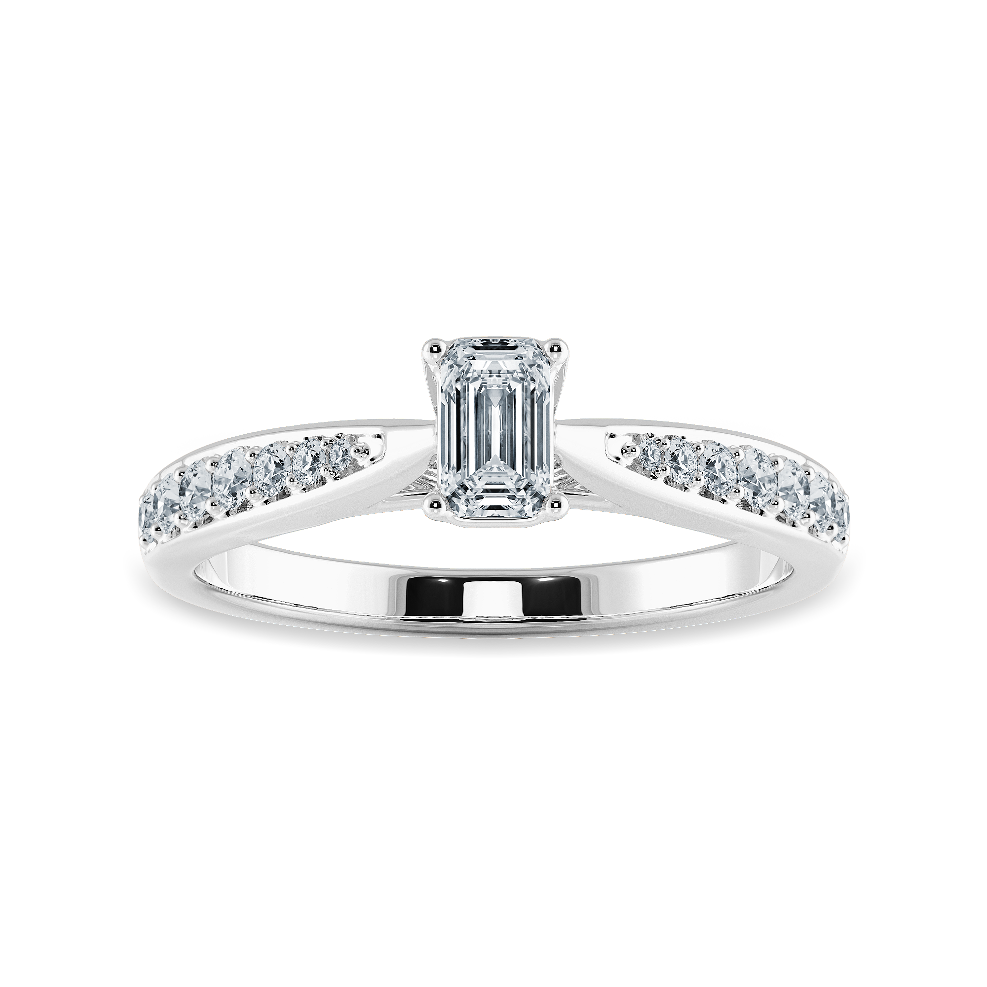 30-Pointer Emerald Cut Solitaire Diamond Shank Platinum Ring JL PT 1280   Jewelove.US