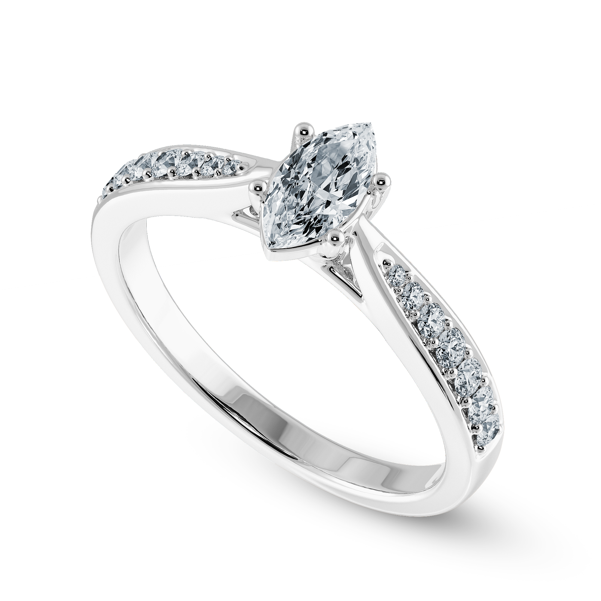 30-Pointer Marquise Cut Solitaire Diamond Shank Platinum Ring JL PT 1282   Jewelove.US