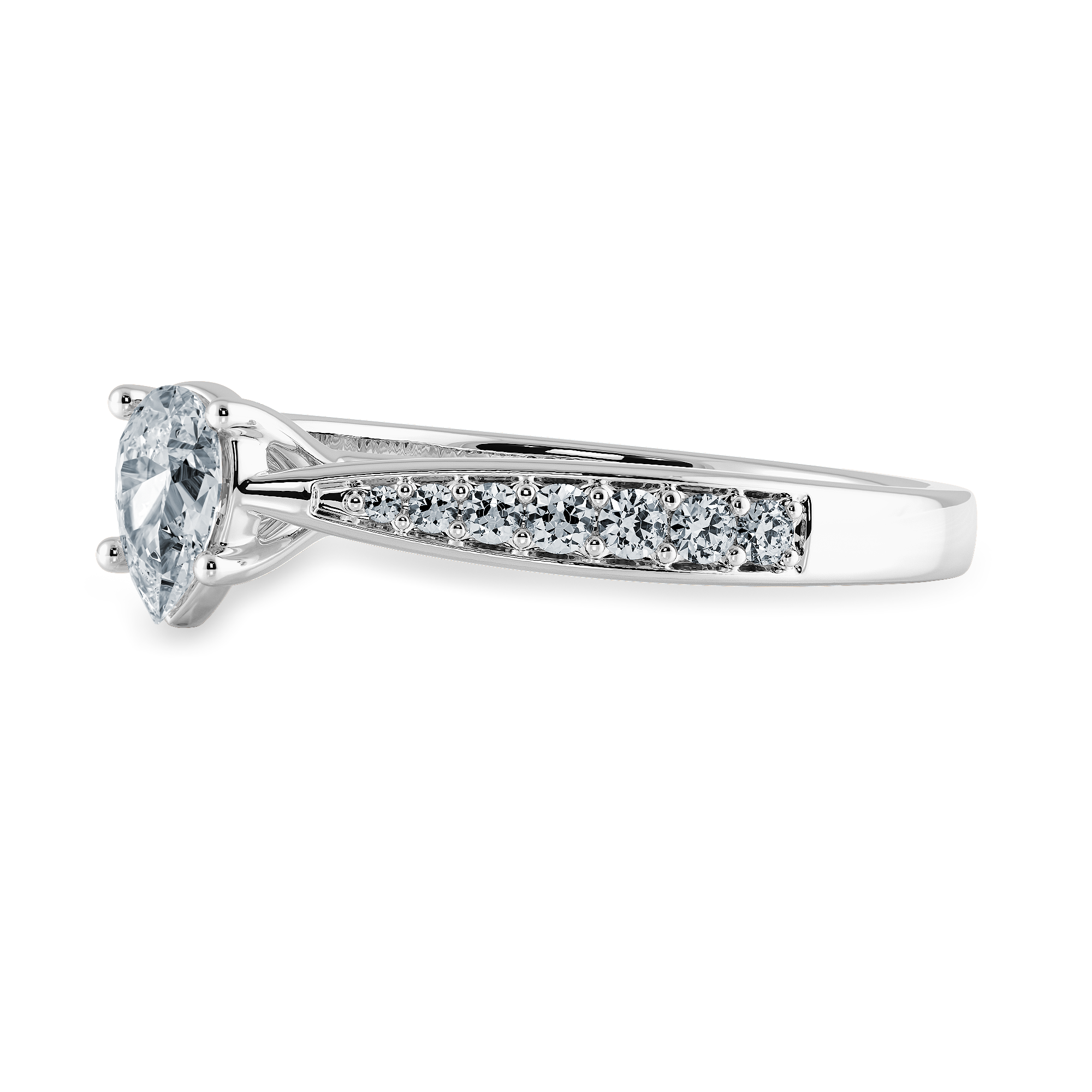 70-Pointer Pear Cut Solitaire Diamond Shank Platinum Ring JL PT 1284-B   Jewelove.US