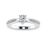 Load image into Gallery viewer, 70-Pointer Pear Cut Solitaire Diamond Shank Platinum Ring JL PT 1284-B   Jewelove.US
