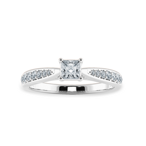 70-Pointer Princess Cut Solitaire Diamond Shank Platinum Ring JL PT 1285-B   Jewelove.US