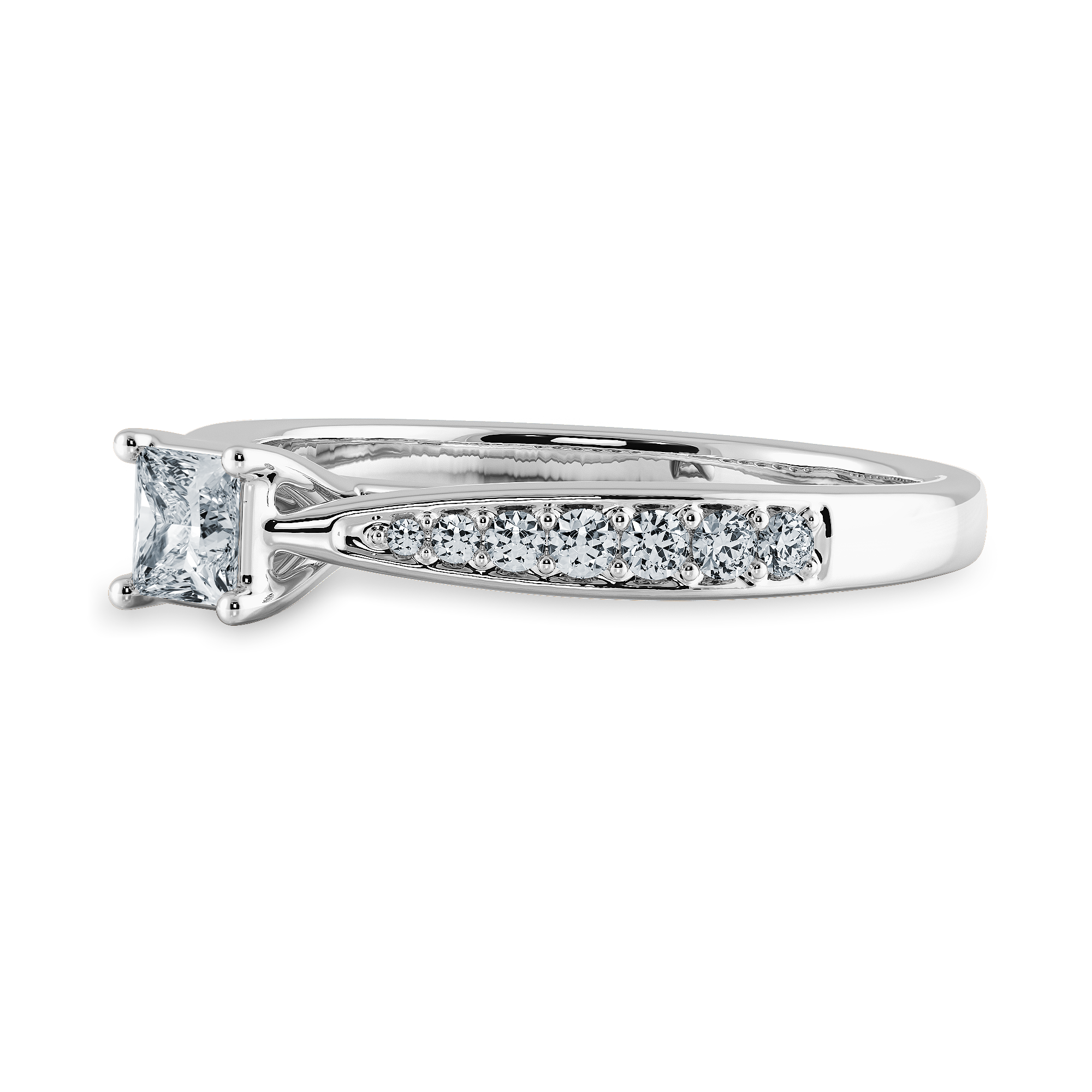 1-Carat Princess Cut Solitaire Diamond Shank Platinum Ring JL PT 1285-C   Jewelove.US