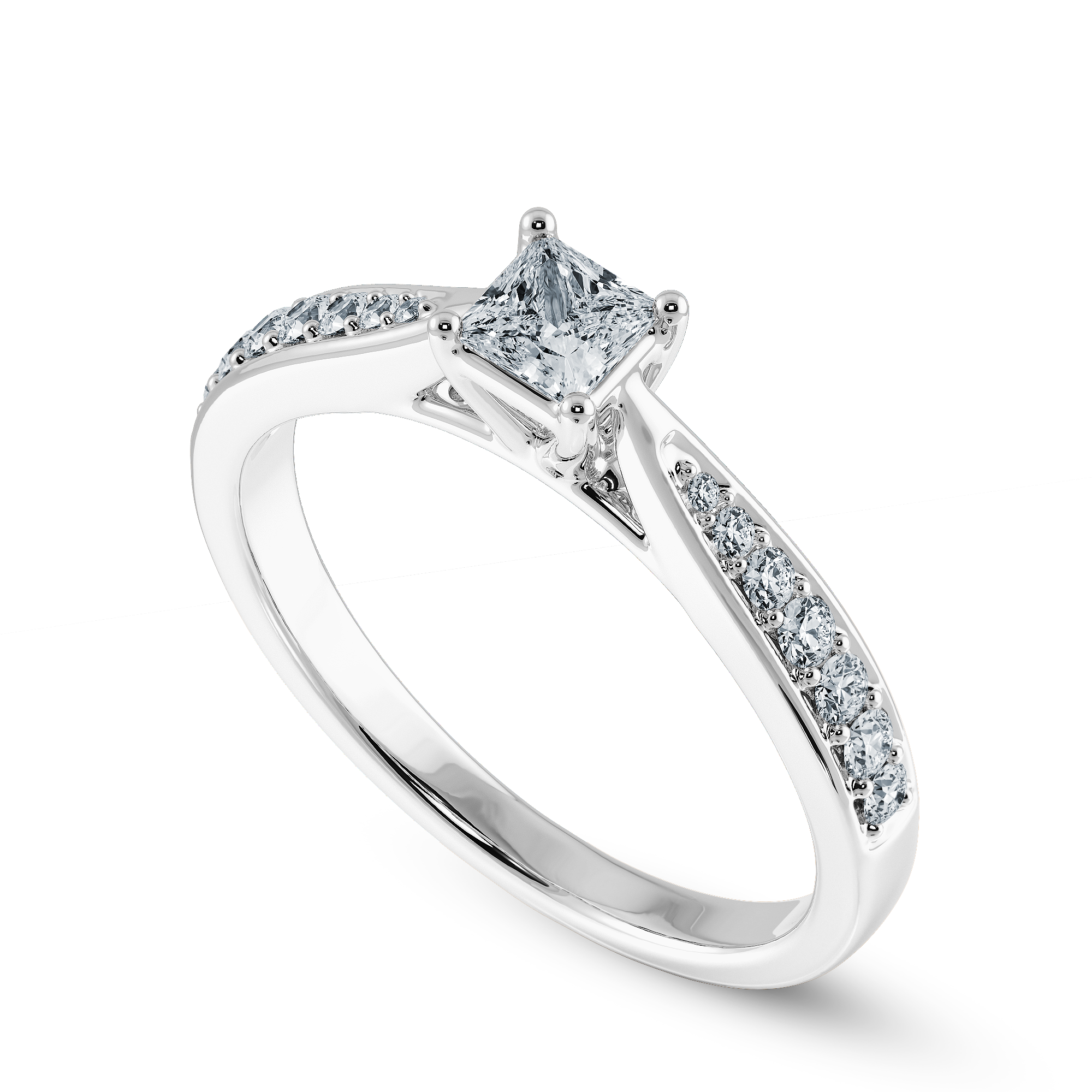 1-Carat Princess Cut Solitaire Diamond Shank Platinum Ring JL PT 1285-C   Jewelove.US