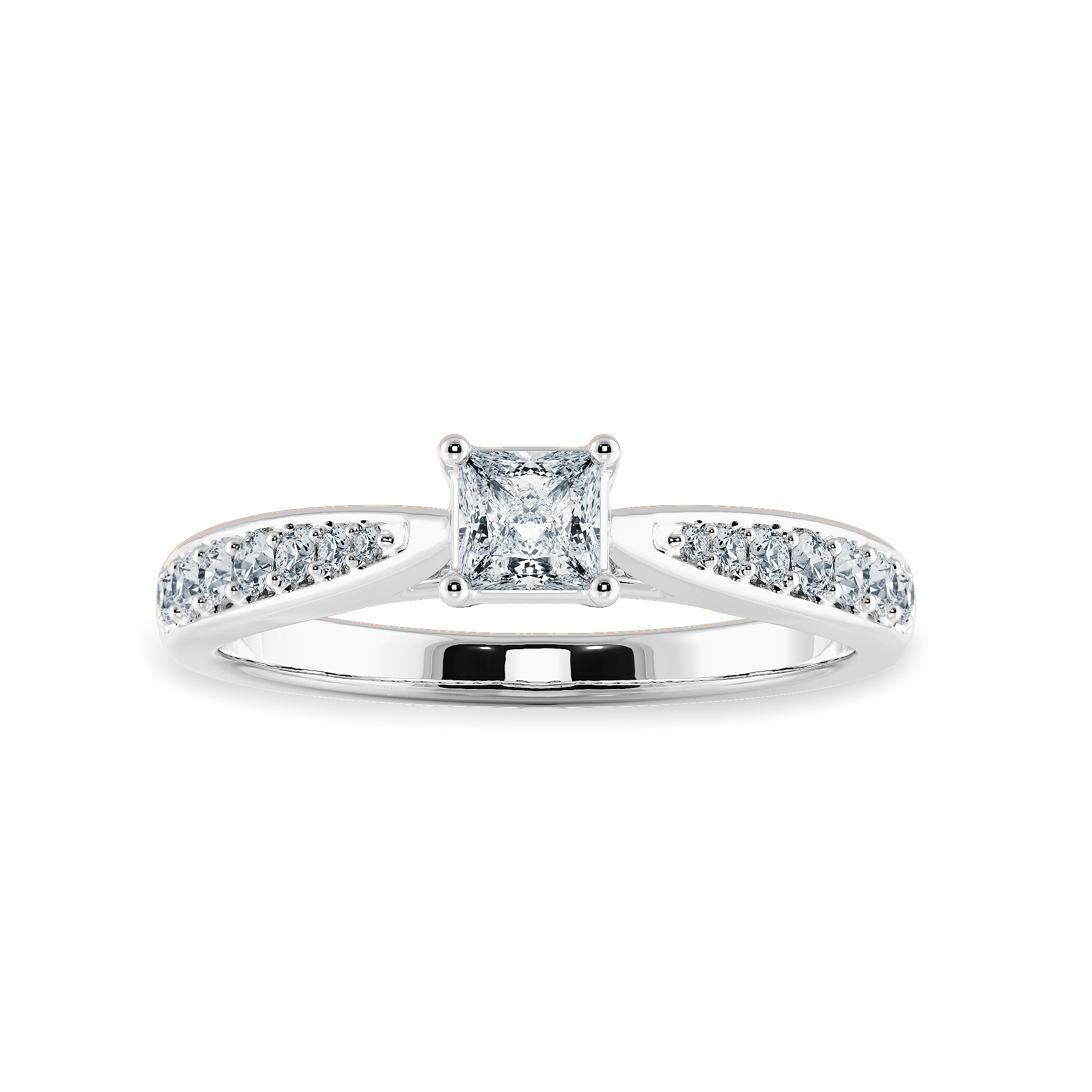 1-Carat Princess Cut Solitaire Diamond Shank Platinum Ring JL PT 1285-C   Jewelove.US