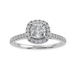 Load image into Gallery viewer, 30-Pointer Cushion Cut Solitaire Halo Diamond Shank Platinum Engagement Ring JL PT 1287   Jewelove.US
