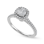 Load image into Gallery viewer, 30-Pointer Cushion Cut Solitaire Halo Diamond Shank Platinum Engagement Ring JL PT 1287   Jewelove.US
