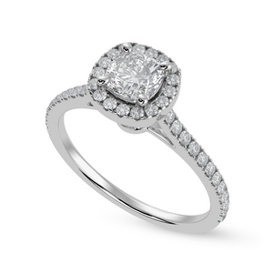 30-Pointer Cushion Cut Solitaire Halo Diamond Shank Platinum Engagement Ring JL PT 1287   Jewelove.US