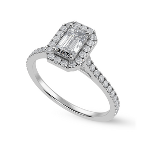 30-Pointer Emerald Cut Solitaire Halo Diamond Shank Platinum Ring JL PT 1288   Jewelove.US