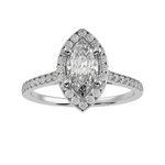 Load image into Gallery viewer, 70-Pointer Marquise Cut Solitaire Halo Diamond Shank Platinum Ring JL PT 1290-B   Jewelove.US
