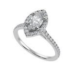 Load image into Gallery viewer, 70-Pointer Marquise Cut Solitaire Halo Diamond Shank Platinum Ring JL PT 1290-B   Jewelove.US
