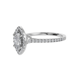 Load image into Gallery viewer, 30-Pointer Marquise Cut Solitaire Halo Diamond Shank Platinum Ring JL PT 1290   Jewelove.US
