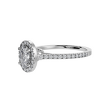 Load image into Gallery viewer, 30-Pointer Oval Cut Solitaire Halo Diamond Shank Platinum Ring JL PT 1291   Jewelove.US
