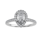 Load image into Gallery viewer, 50-Pointer Pear Cut Solitaire Halo Diamond Shank Platinum Ring JL PT 1292-A   Jewelove.US
