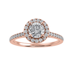 Load image into Gallery viewer, 30-Pointer Solitaire Halo Diamond Shank 18K Rose Gold Ring JL AU 1294R   Jewelove.US
