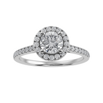 Load image into Gallery viewer, 70-Pointer Solitaire Halo Diamond Shank Platinum Ring JL PT 1294-B   Jewelove.US
