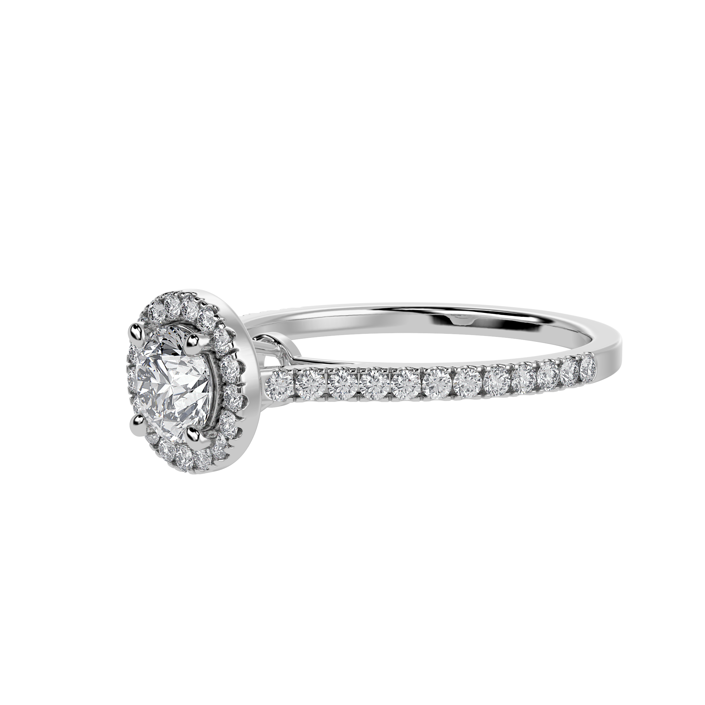 70-Pointer Solitaire Halo Diamond Shank Platinum Ring JL PT 1294-B   Jewelove.US