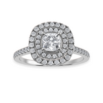 Load image into Gallery viewer, 30-Pointer Cushion Cut Solitaire Double Halo Diamond Shank Platinum Ring JL PT 1295   Jewelove.US
