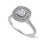 Load image into Gallery viewer, 30-Pointer Cushion Cut Solitaire Double Halo Diamond Shank Platinum Ring JL PT 1295   Jewelove.US
