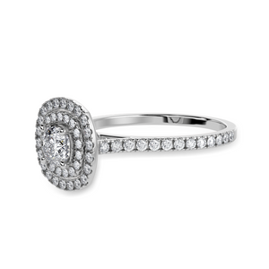 30-Pointer Cushion Cut Solitaire Double Halo Diamond Shank Platinum Ring JL PT 1295   Jewelove.US