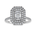 Load image into Gallery viewer, 30-Pointer Emerald Cut Solitaire Double Halo Diamond Shank Platinum Ring JL PT 1296   Jewelove.US
