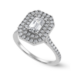 Load image into Gallery viewer, 30-Pointer Emerald Cut Solitaire Double Halo Diamond Shank Platinum Ring JL PT 1296   Jewelove.US
