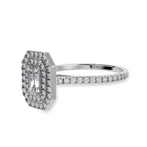 30-Pointer Emerald Cut Solitaire Double Halo Diamond Shank Platinum Ring JL PT 1296   Jewelove.US