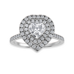 Load image into Gallery viewer, 30-Pointer Heart Cut Solitaire Double Halo Diamond Shank Platinum Ring JL PT 1297   Jewelove.US
