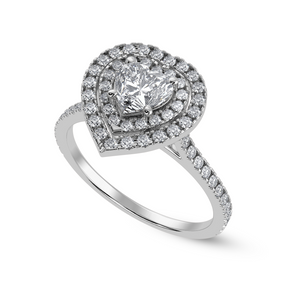 30-Pointer Heart Cut Solitaire Double Halo Diamond Shank Platinum Ring JL PT 1297   Jewelove.US