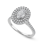 Load image into Gallery viewer, 70-Pointer Oval Cut Solitaire Double Halo Diamond Shank Platinum Ring JL PT 1299-B   Jewelove.US
