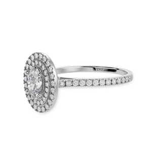 70-Pointer Oval Cut Solitaire Double Halo Diamond Shank Platinum Ring JL PT 1299-B   Jewelove.US