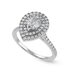 Load image into Gallery viewer, 70-Pointer Pear Cut Solitaire Double Halo Diamond Shank Platinum Ring JL PT 1300-B   Jewelove.US
