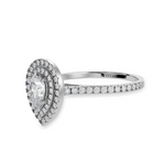 Load image into Gallery viewer, 70-Pointer Pear Cut Solitaire Double Halo Diamond Shank Platinum Ring JL PT 1300-B   Jewelove.US
