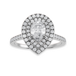 Load image into Gallery viewer, 70-Pointer Pear Cut Solitaire Double Halo Diamond Shank Platinum Ring JL PT 1300-B   Jewelove.US
