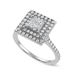 Load image into Gallery viewer, 1-Carat Princess Cut Solitaire Double Halo Diamond Shank Platinum Ring JL PT 1301-C   Jewelove.US
