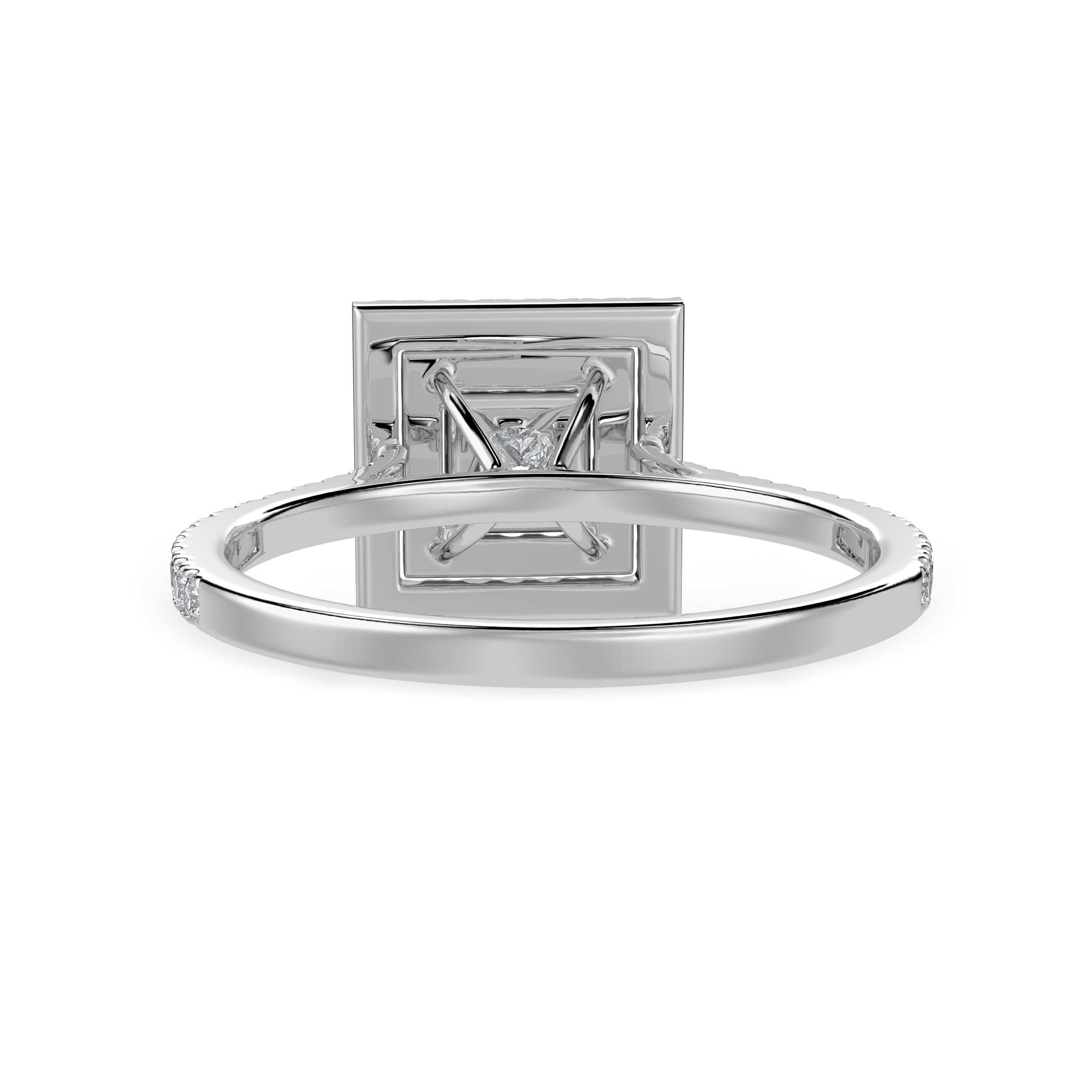 1-Carat Princess Cut Solitaire Double Halo Diamond Shank Platinum Ring JL PT 1301-C   Jewelove.US