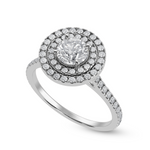 Load image into Gallery viewer, 30-Pointer Double Halo Solitaire Diamond Shank Platinum Ring JL PT 1302   Jewelove.US
