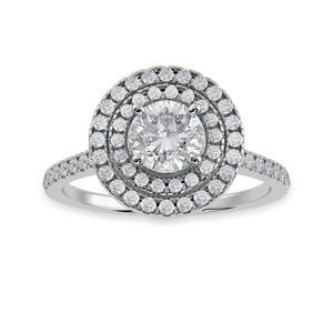 30-Pointer Double Halo Solitaire Diamond Shank Platinum Ring JL PT 1302   Jewelove.US