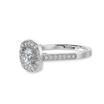 Load image into Gallery viewer, 30-Pointer Cushion Cut Solitaire Halo Diamond Shank Platinum Ring JL PT 1303   Jewelove.US
