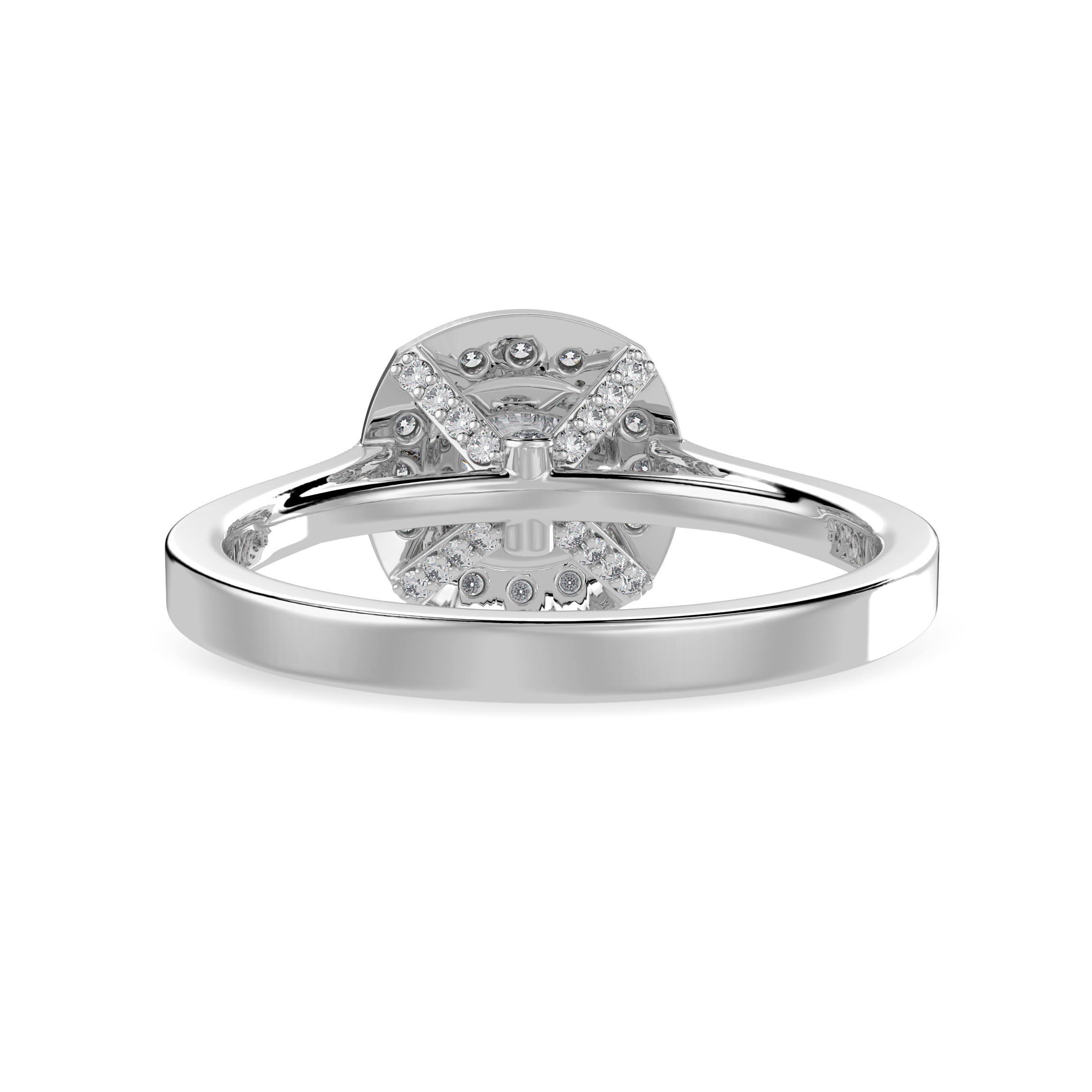 30-Pointer Cushion Cut Solitaire Halo Diamond Shank Platinum Ring JL PT 1303   Jewelove.US